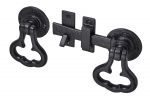 Rustic / Tudor Ring Style 6" Door / Gate Latch in Black Cast Iron (4414)